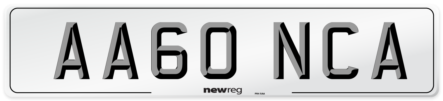 AA60 NCA Number Plate from New Reg